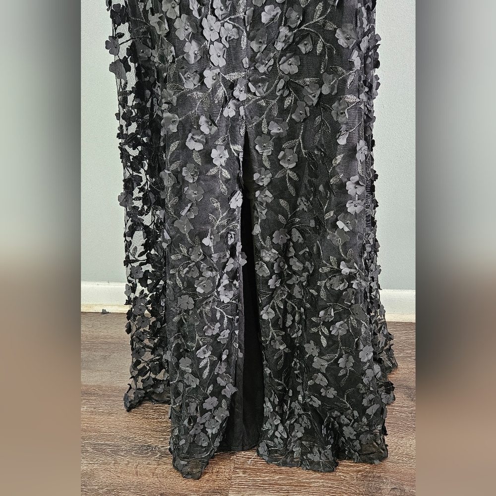 Xscape Women's Plus 3D Flower Skirt Gown In Black - Picture 6 of 9